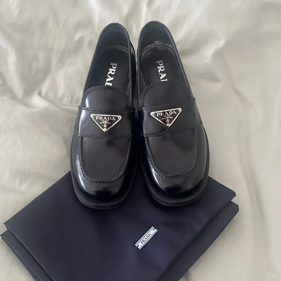 Prada | Shoes | Nwot Prada Black Brushed Leather Loafers